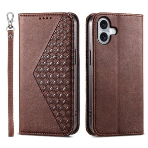 Funda Flip Foxdock Para Iphone 17 , Estilo Billetera Con Diseño Rombo, Correa De Mano Y Soporte, Uso Diario