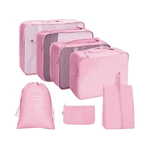 Bothyi - 7 Bolsas Organizadoras De Viaje De Nailon Impermeables, Bolsas De Almacenamiento De Ropa, Rosa Ligera