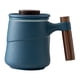 thumbnail image 2 of Taza De Té De Cerámica Con Tapa De Filtro Mango De Madera Para Té Azul, 2 of 5