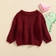 thumbnail image 2 of Niño Niño Bebé Niñas Niños Tejido a punto Suéter Jersey Cuello Redondo Sudadera Manga Larga Camisas Caliente Otoño Invierno Tops (rojo purpúreo, 2-3T), 2 of 7