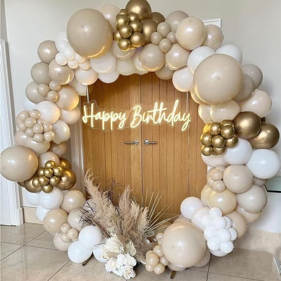Kit de arco de globos A Archloon de 192 piezas, blanco, arena y dorado