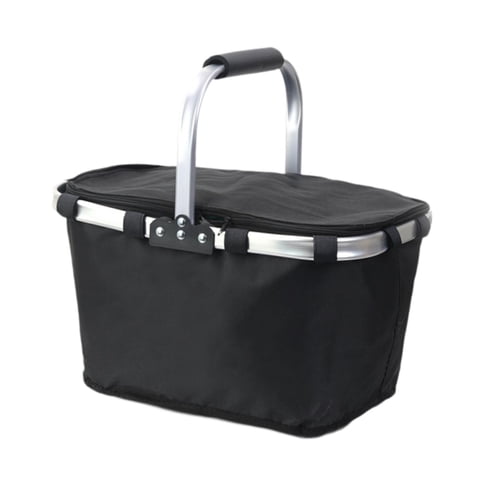 Magideal - Bolsa Aislante, Cesta De Picnic Para Exteriores, Gran Capacidad, Multiusos, Cesta De Comestibles Portátil Para Barbacoa, Compras, Mochileros, Senderis Negro