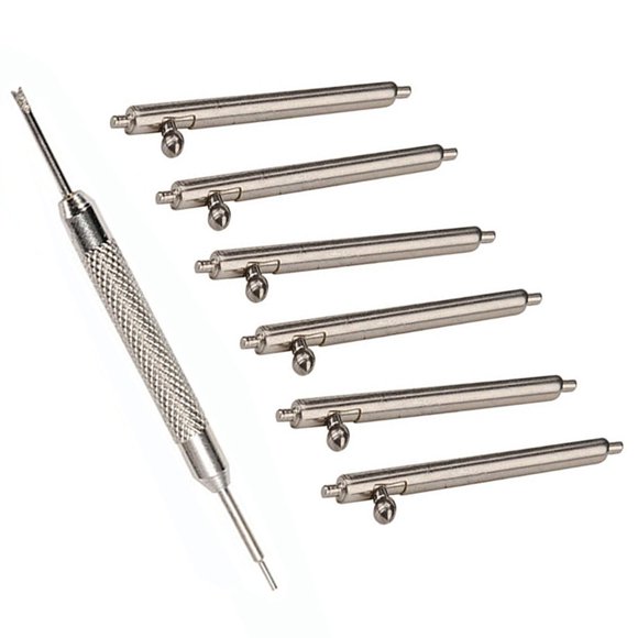 Pasadores de reloj Olytop 20 mm (6 uds) + herramienta de extracción 1,5 mm acero