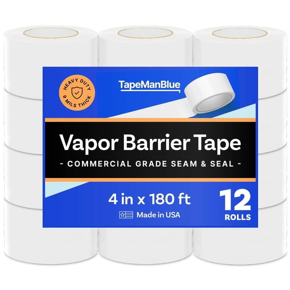 Cinta adhesiva de barrera de vapor ManBlue, rollo de 4 pulgadas x 55 m, color blanco, EE. UU.