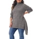 thumbnail image 4 of Agnes Orinda Suéter de Cuello Alto para Mujer de Talla Grande con Dobladillo Asimétrico, Manga Larga, Suave, Cálido, Casual, Tejido de Canalé, Talla 2X Grande Marrón, 4 of 6