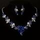 thumbnail image 3 of Bridal Jewelry Ladies Wedding Dress Wedding Accessories Royal Blue Leaf Shaped Flower Rhinestone Necklace Earring Set Wedding Set Chain Stage Performance Necklace, 3 of 3