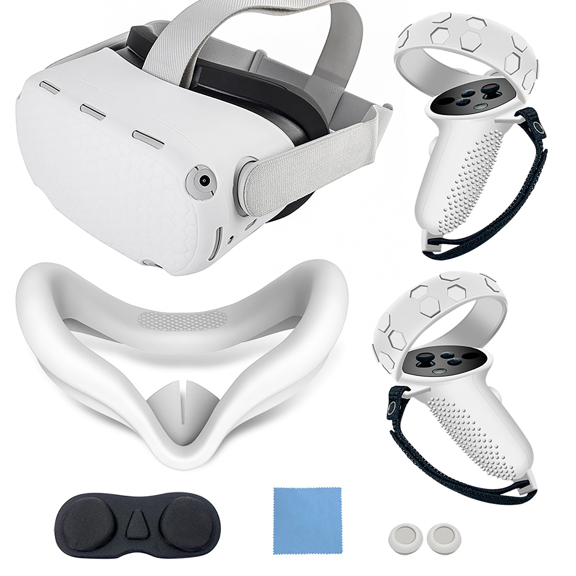 Genérico - Juego De Fundas De Silicona Para Quest 2, Funda Protectora De Vr Que Incluye Funda Frontal Y Funda De Agarre Para Controladores, Funda Para La Cara, Funda Protectora De Lentes