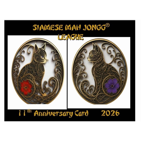 Carta Mah Jongg MAHJTOPS 2026 Anual Siamés