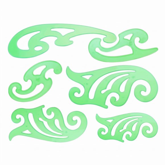 Regla de Curva TecUnite 13‑31 cm Verde Transparente (Pack de 6)