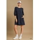 thumbnail image 3 of Saronite Vestido Corto Casual de Punto de Algodón Suave con Cuello Redondo y Manga Corta en Tejido Francés Liso, Bolsillos Laterales Dobles, Azul Marino (para Mujer), 3 of 5