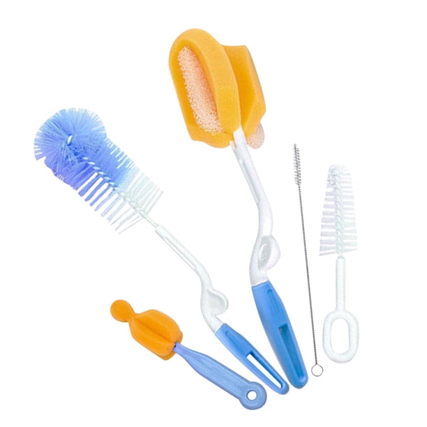 Juego de Limpiador de Biberones Multifuncional Herramientas de Lavado Cepillos Portátiles Resistentes Al Desgaste para Botellas de Biberones Taza de a 5 piezas