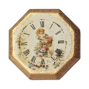Magideal - Reloj De Pared De Cocina De Casas De Muñecas, Reloj En Miniatura, Accesorio De Adorno 1:12, Miniatura De , Reloj De Pared De Relación 1 Dorado