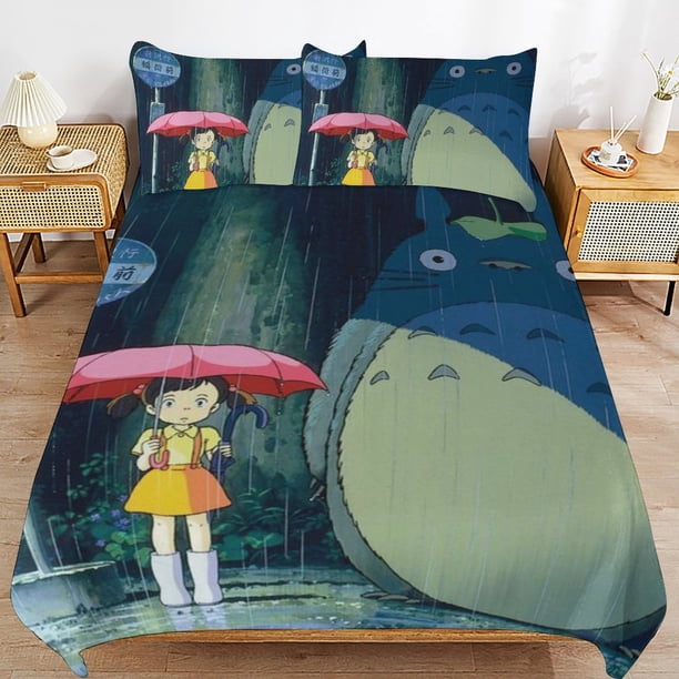 Totoro Comforter Set 3 Pieces Quilt Cover Set Soft Bedding Sets for All Seasons