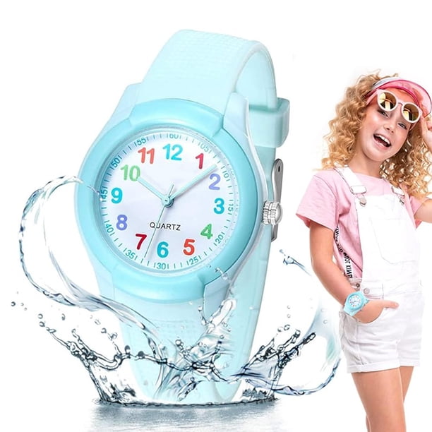 Reloj analógico para niños y niñas, resistente al agua, reloj de pulsera para aprender a leer la hora, fácil de usar.