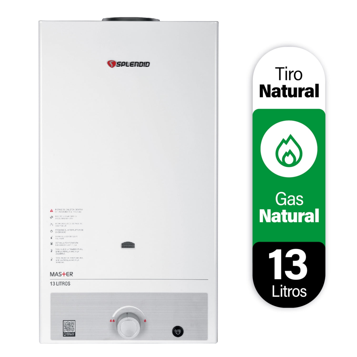 Splendid - Calefon 13 Litros Gas Natural Tiro Natural