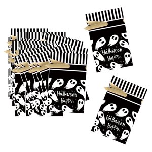 Magideal - 50X Bolsas Portátiles De Dulces De Halloween Bolsas Con Cordón Bolsas De Joyería Bolsa De Recuerdo Para El Hogar Halloween Diy Craft Party F Fantasma