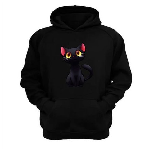 Genérico - Polerón Canguro Gatito Negro Talla Xs Unisex