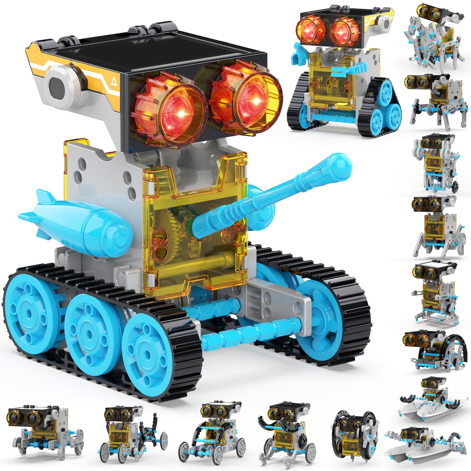 Kit De Robot Solar Wesfuner 30 En 1 243 Piezas Para Niños De 8 A 12 Años, Azul