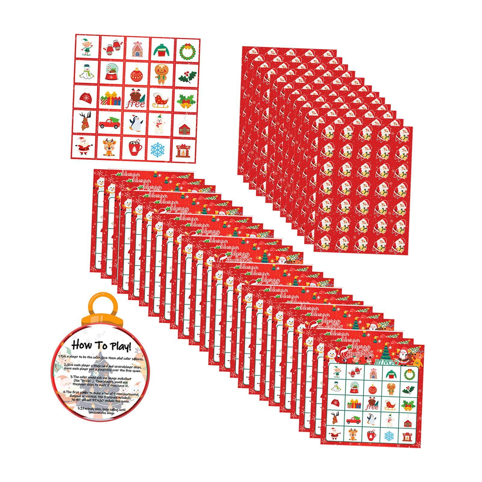 Magideal - Juego De Vacaciones, 24 Tarjetas De Juego De Bingo Navideño, Juego Grupal, Tarjetas De Juegos De Bingo Familiares Para Colegas, Adultos En Familia En