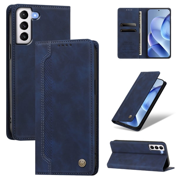Funda Billetera para Samsung Galaxy S21 Plus Imán y Resistente Azul