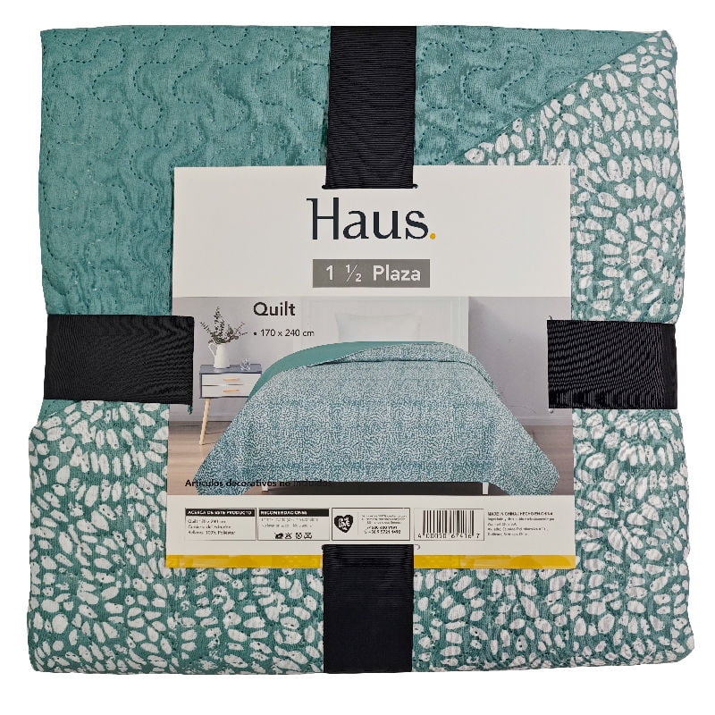 Haus - Quilt Estampado 2 Plaza Verde 100% Poliéster