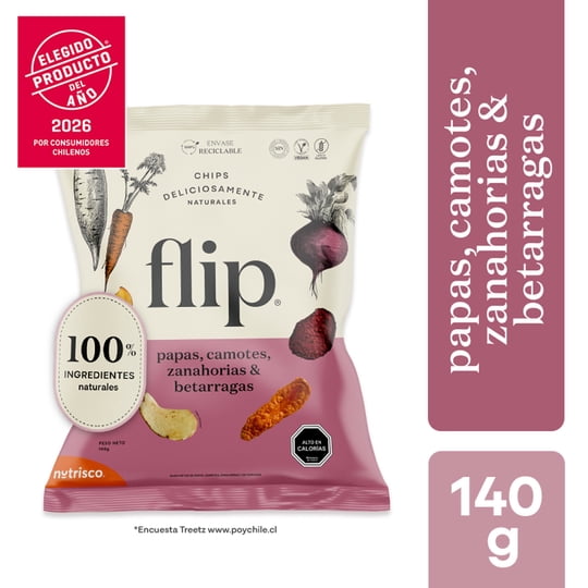 Chips Vegetales Mix Papa, Camote, Zanahoria, Y Betarraga 140 g Flip