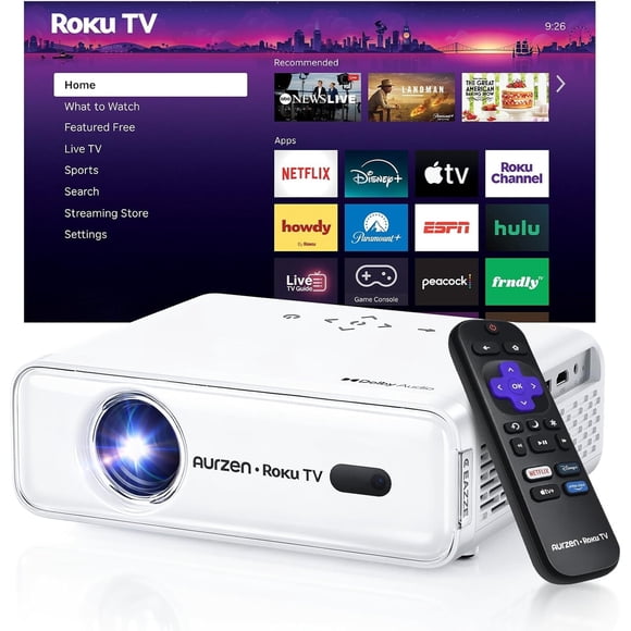 Proyector Smart Aurzen Roku TV 1080P WiFi Bluetooth Dolby