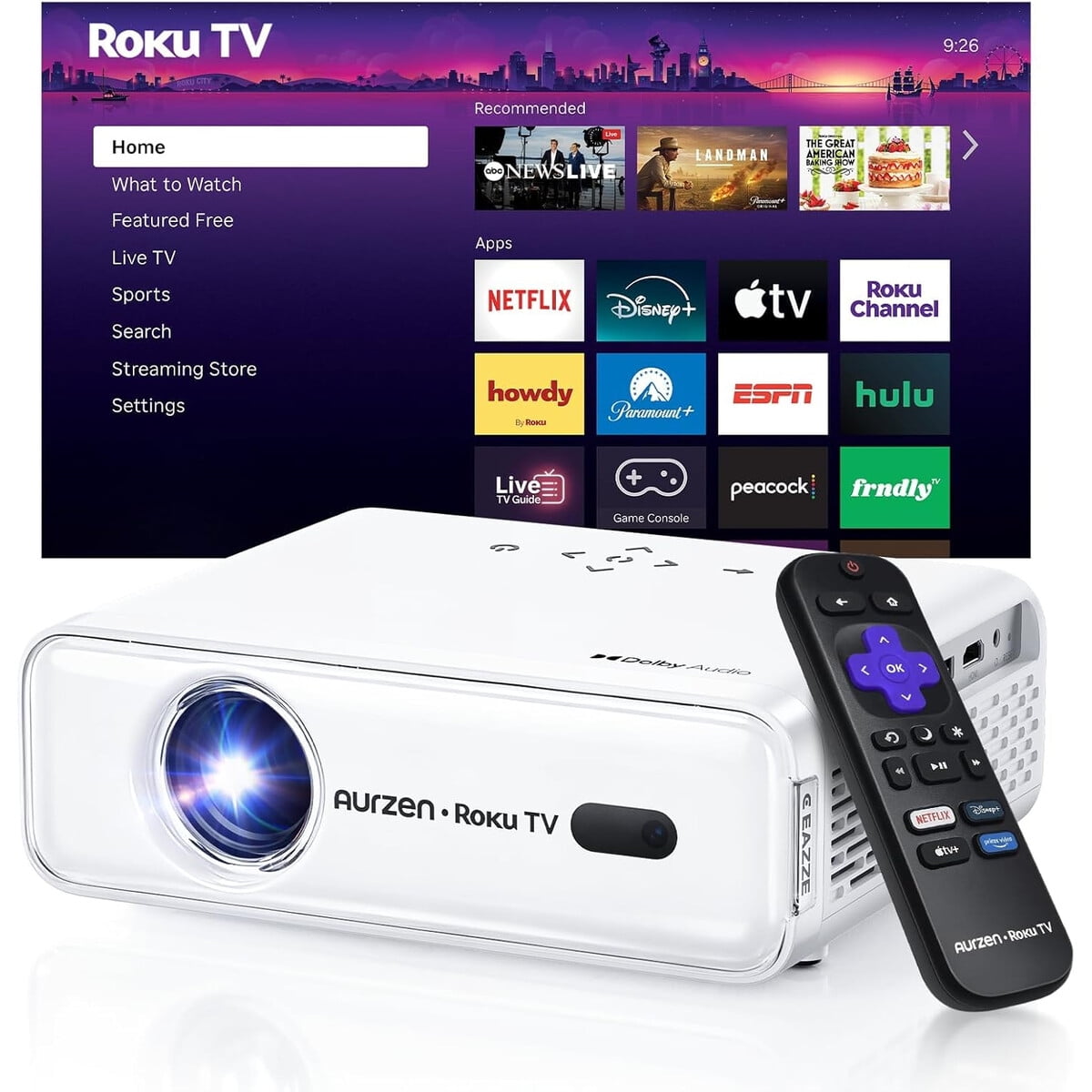 Proyector Smart Aurzen Roku Tv 1080p Wifi Bluetooth Dolby