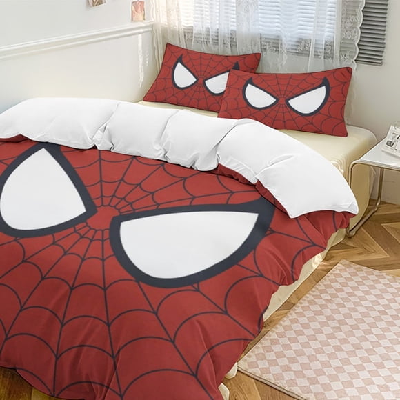 Spider-Man Bedding Comforter Sets, 3-Piece Bedding Set Soft Warm Bed Set with 1 Duvet Cover And 2 Pillowcases for Bedroom All Season
