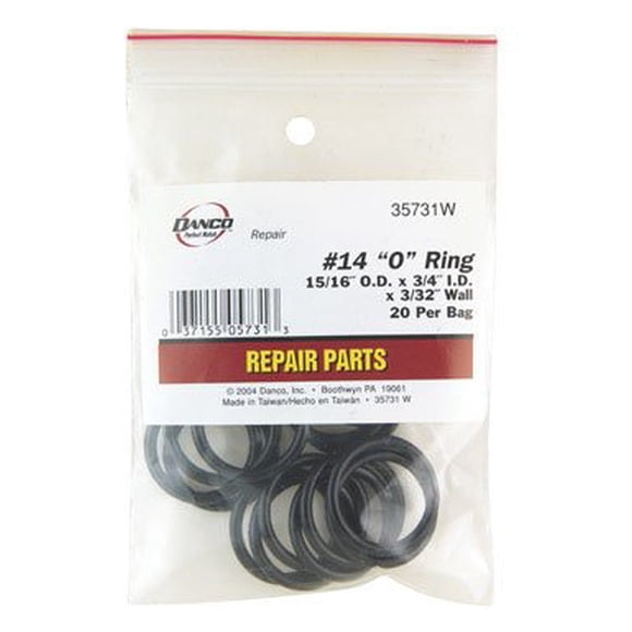 Junta tórica Danco Rubber, 0,94 cm x 1,9 cm x 0,08 cm, paquete de 20