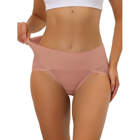 INSPIRE CHIC Bragas de Mujer de Corte Alto con Control de Abdomen de Cintura Alta Acanalada para Regreso a Clases Color Rojo Claro 3XL