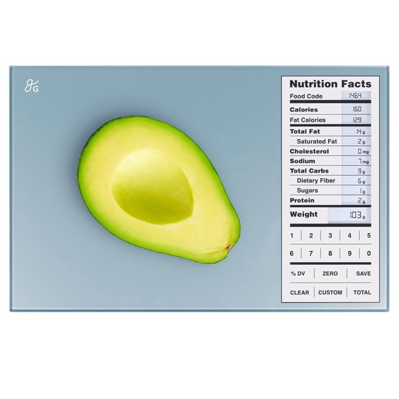 Escala nutricional Greater Goods Nutrition Value Food Glass Blue