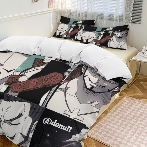 Dracule Mihawk Bed Duvet Cover Funny Anime Cartoon Bedding Sets Lightweight 3 Piece Comforter Sets