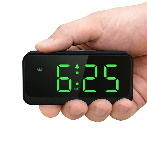 Reloj despertador pequeño a pilas Srubambi: diseño compacto y sin cables