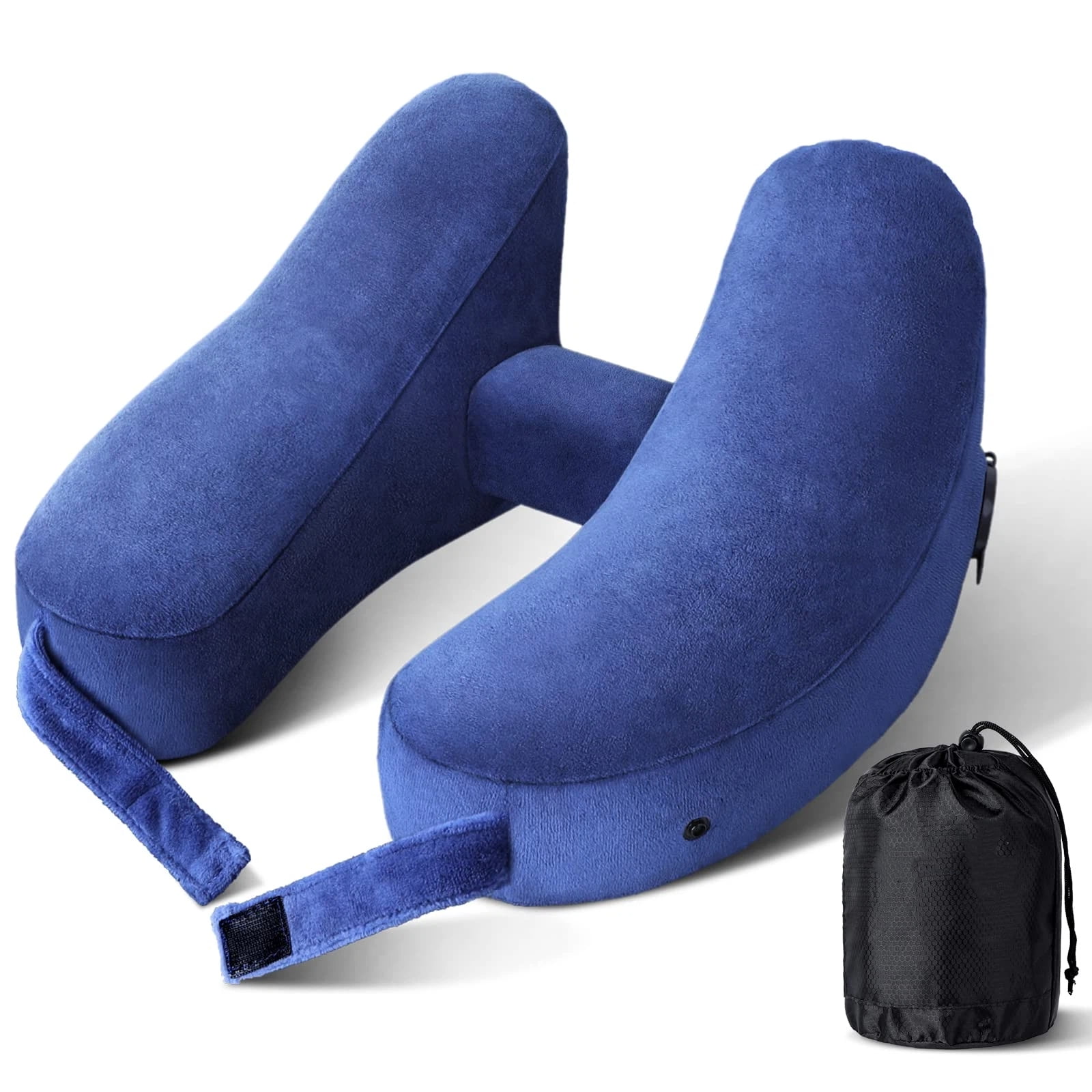 Xusx111 - Almohada De Cuello Para Viajes Almohada Inflable De Avión Apoya Cómodamente La Cabeza, El Cuello Y La Mentulla, Almohada Inflable De Viaje Con Tapa De Velo Suave Y Bolsa De Cordón Portátil (