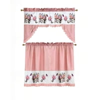 Genérico - Pack De Cortina 3 Piezas Para Cocina Con Diseño Color Rosado