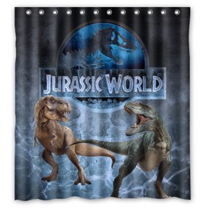 Pinghai - Cortina De Ducha De Dinosaurios De Jurassic World Park, Juego De Cortina De Baño Con Ganchos, Tamaño 66 X 72 Pulgadas