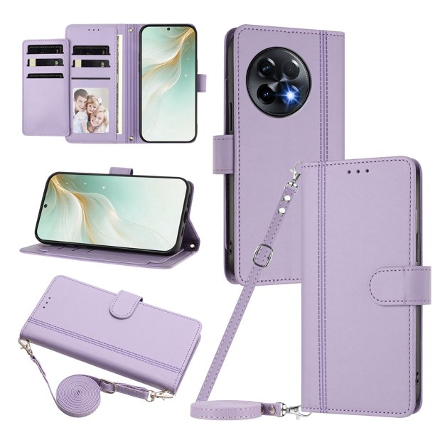 Funda Tipo Libro para OnePlus 11R 5G con Ranuras para Tarjetas, Morado Claro