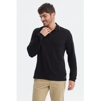 Fashionspark - Polera Hombre Textura Con Botón Negro