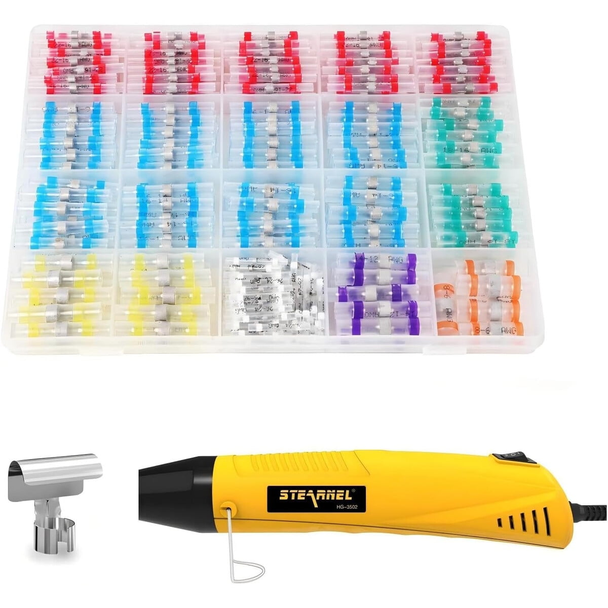 Kit 400 Conectores Termocontraables Amliber Con Pistola Calor
