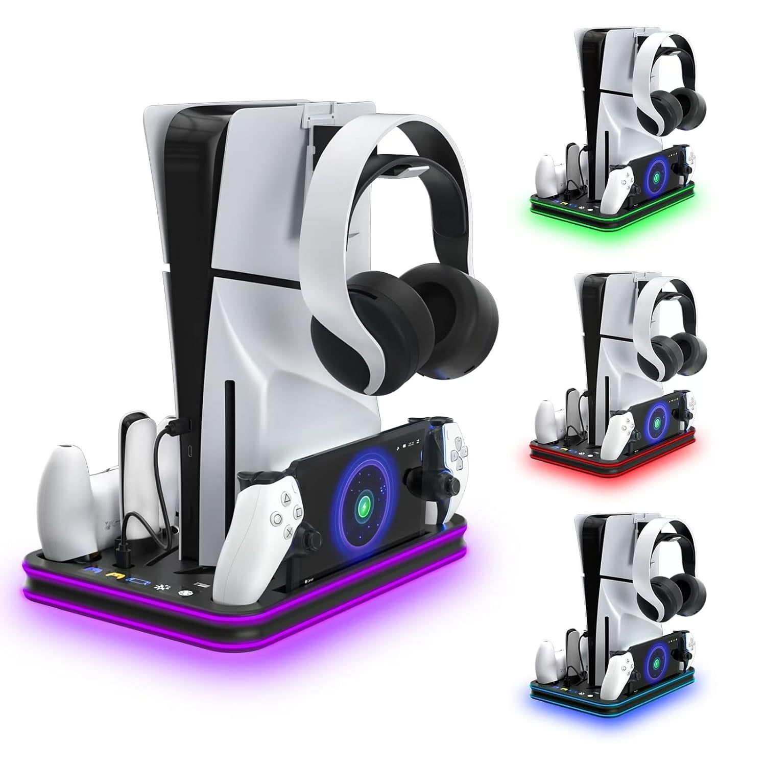 Genérico - Soporte Y Estación De Refrigeración Ps5 Slim, Con Controlador Led Rgb, Accesorios De Refrigeración Ps5/ps5 Slim-negro