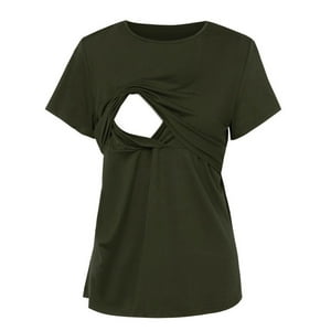 Kivara - Polera Lactancia Maternidad Lina Manga Corta Verde Musgo Verde L