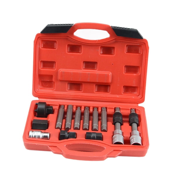 Kit de herramientas para quitar poleas de alternador, 13 piezas, portátil, fácil de usar, resistente, de alta resistencia, herramientas automotrices,