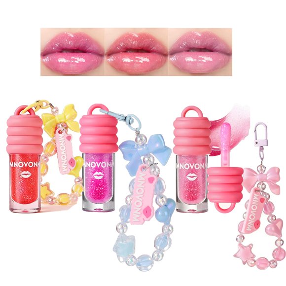 Set de Brillos Labiales Pakivs 3 Colores Brillantes con Llavero