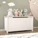 thumbnail image 2 of Kids Wooden Toy Box Storage with Safety Hinged Lid for Ages 2+ (White), 2 of 3