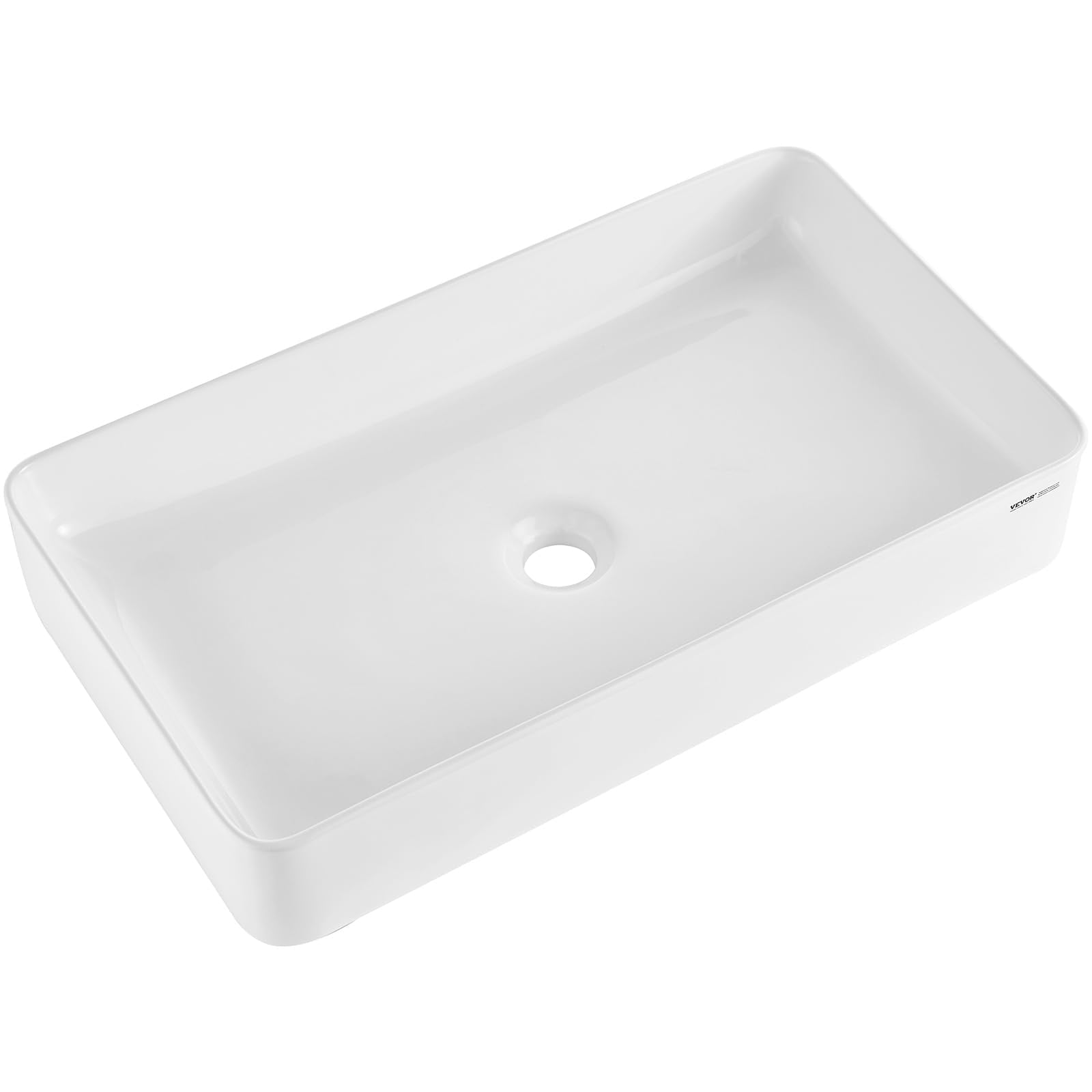 Lavabo Rectangular Vevor De Cerámica Blanca, 60 X 35 Cm, Para Baño
