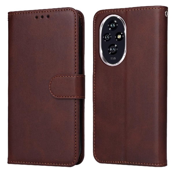Funda Billetera para Honor 200 con Porta Tarjetas y Soporte Ajustable Marrón