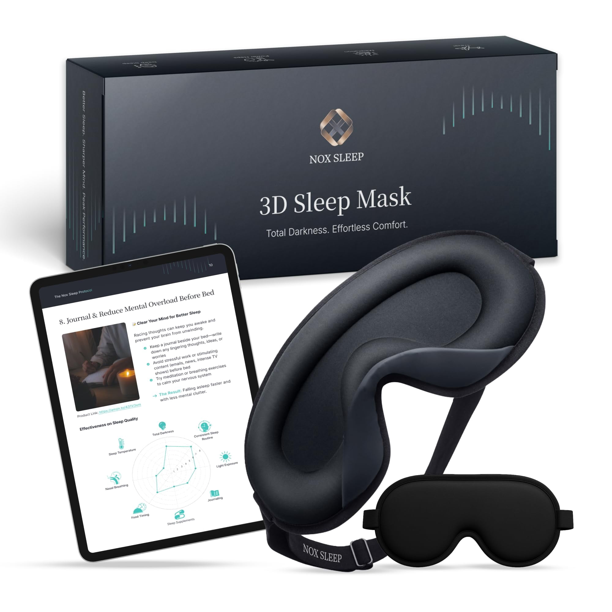 Antifaz Para Dormir Nox Sleep 3d Bloqueador De Luz De Seda Fría Ajustable