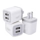 thumbnail image 1 of Cargador de pared USB GiGreen, paquete de 3, doble puerto, 5 V 2,1 A, 1 of 8