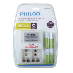 Philco - Cargador Para Pila Recargable Aa Y Aaa 9V Con 4 Pilas Aa